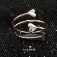 cincin emas 17k kadar 750 - model spiral hati tinju berat 1 gram - - emas putih 17