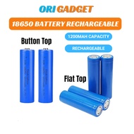 Rechargeable 18650 1200mAh Lithium Ion 3.7V Battery/Bateri 18650 Boleh Cas 3.7V - Flat Top &amp; Button Top
