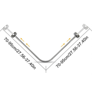 360 Adjustable L Shaped Shower Curtain Rod Extendable Space Saving Design No Drill Wall Mount