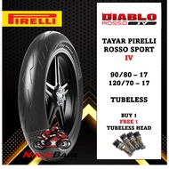 PIRELLI DIABLO ROSSO MOTORCYCLE TAYAR 70/90-17 / 80/90-17 TUBELESS TYRE