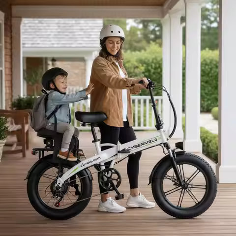 Cybervelo 20" 1000W Peak Foldable Moutain Sand Electric Bike, Bulit-in water-proof Battery 60 Miles+