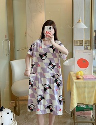 Daster Dress Baju Tidur Wanita Fit To XL Ala Korea Gambar Kuromi Ungu