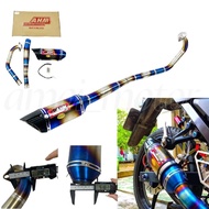 LC135 5S 34MM-51MM RACING EXHAUST MUFFLER PIPE TITANIUM CARBON MUFFLER BOX EXHAUST MANIFOLD AHM