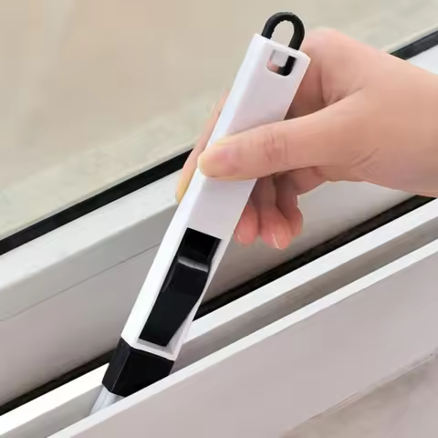 Window Sash Brush with Dustpan and Gap Tools - Heavy-Duty Plastic Cleaning Brush
