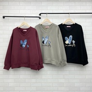 Pink Label Q Home 75890 WU girl Love Denim Brand Cotton Unique Heart Long-Sleeved V-Neck Top