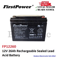 Genuine FirstPower 12V 26Ah Rechargeable Sealed Lead Acid Battery - FP12260