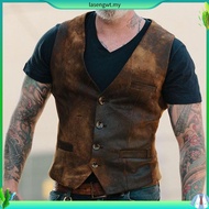 Autumn Men's V-neck Brushed Leopard Vest Rock Heavy Metal Wild Vest