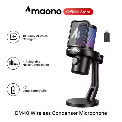 maono DM40 Wireless USB Microphone with AI Voice Changer Noise Reduction Condenser Mic for Gaming St