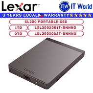 Itw | Lexar 1TB/2TB Portable SSD SL200 up to 550MB/s Read, 400MB/s Write External Solid-State Drive