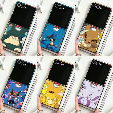 Anime P-okemon Eevee Case for Samsung Galaxy Z Flip 8 ZFlip8 Z Flip4 Z Flip6 ZFlip7 FE Z Flip 7 6 5 