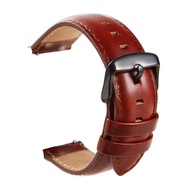 Oil Tanned Leather 22mm 20mm 18mm Watchband Quick Release Watch Band Strap Brown for Men Women compatible with Fossil