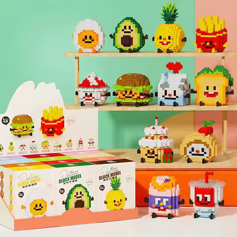 Cute Food Series Micro Building Blocks Fruit Cake Blocks for Kids Birthday Party Favors Adults Gifts