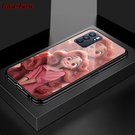 Case4you สำหรับ OPPO Reno6 Reno6 5G Reno6 Pro 5G Reno6 Z 5G กันกระแทก3D ยิ้มชุดเจ้าหญิงฝาครอบที่อยู่อาศัยกระจกเทมเปอร์