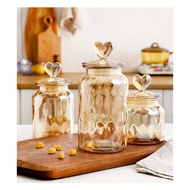 Glass Candy Jar Love Shaped Lid Cover Glass Jar Snack Love Lid Food Jar/