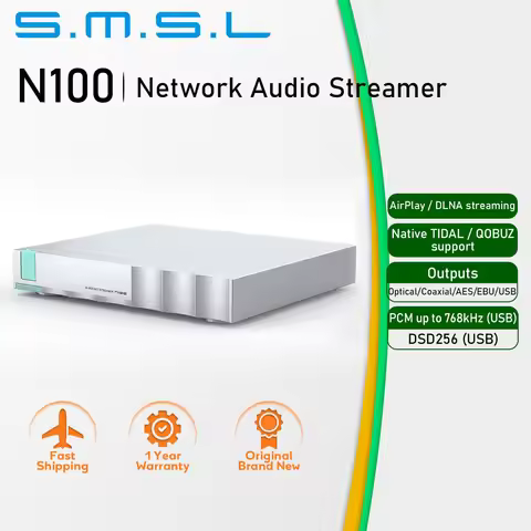 SMSL N100 Hi-Res Network Audio Streamer Native Support TIDAL QOBUZ AirPlay DLNA streaming Optical Co