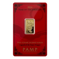 5 GRAM LJewellery PAMP Suisse 999.9/24k GOLD BAR 2024 Year of the Dragon - Legend of the Azure Dragon- G500