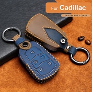 Crazy-horse Leather Car Key Case Cover for Cadillac
