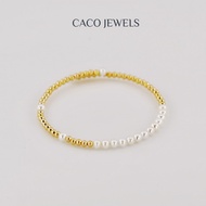 CACO 4A Premium High Lustre Freshwater Pearl Bangle 18K Gold Plated 925 Silver "Nishiki" (1 Piece)