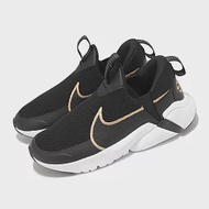 Nike 慢跑鞋 Flex Plus 2 GS 大童 女鞋 黑 金 透氣 耐磨 無鞋帶 襪套 健走 運動鞋 DV8999-002