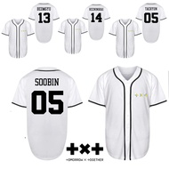 White txt baseball Jersey sports top kpop sport yeonjun soobin beomgyu heuningkai taehyun korea kore