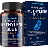 Methylene Blue Phaceutical Grade Capsules – USP Grade Brain Supplement with CoQ10, NAC, PQQ, Glycine