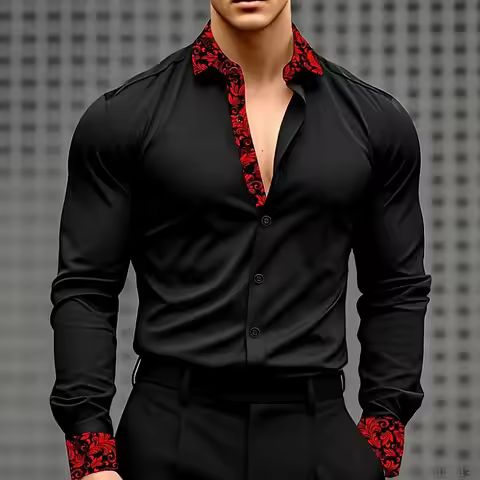 10 Colors Men's Floral Print Flower Shirt Formal Shirt Long Sleeve Fashion Casual Holiday Wear Summe