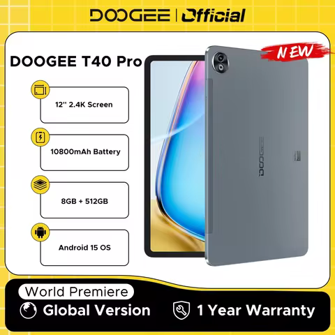 DOOGEE T40 Pro Tablet 12" IPS 2.4K 20GB(8+12) 512GB Android 14 Helio G99 6nm 10800mAh 18W Charge Qua
