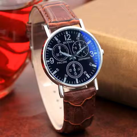 2026 New Arrival MODIYA Three-eye Men's Watch Fashionable Trendy Quartz Blue Light Glass Watch Styli