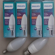 LAMPU LILIN PHILIPS LED CANDLE ESSENTIAL 6 W WATT E14 E27 WARNA AMBER KUNING 2700K COOL WHITE 4000K 