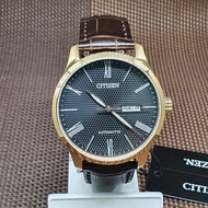 Citizen NH8353-00H Men Automatic Brown Leather Strap Day Date Round Analog Watch