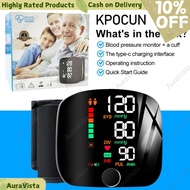 AuraVista Big LCD Screen Rechargeable Blood Pressure Monitor Digital Wrist Style With Voice