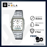 (2 Years Warranty) Casio Men Analog-Digital Watch AQ-230A-7BMQ Silver Stainless Steel Strap (TWP-01)