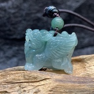 免費開光 快速出貨 天然A貨緬甸玉油青翡翠 招財貔貅項鍊飛天貔貅