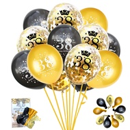 Jonhamwelbor 38th Birthday Balloons 38 Years Black Gold Latex Confetti Printed Number Balloons for M