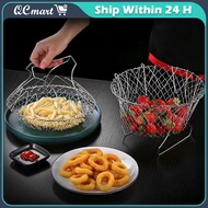 【Fast Shipment】 Stainless Steel Fryer Basket Deep Fryer Skimmers Frying Strainer Net with Handle