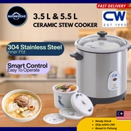 Cadware Pioneer CW 3.5L/5.5L Electric Ceramic Stew Pot Stainless Steel Slow Cooker