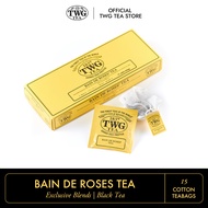 TWG Tea | Bain De Roses Tea, Darjeeling Black Tea Blend in 15 Hand Sewn Cotton Bags in Giftbox, 37.5g