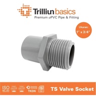 1 x 3/4 INCH OUTER THREAD SOCK SDL 1 x 3/4 INCH TRILLION TS - VALVE SOCKET AW 1 x 0.75 DIM PVC PIPE 