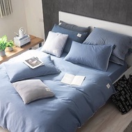 【OLIVIA 】荒原藍X幻影灰 雙層紗 床包枕套/床包被套四件組