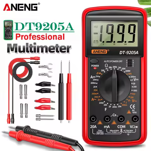 ANENG DT9205A Digital Profesional Multimeter AC/DC Transistor Voltage Tester Electric NCV True RMS A