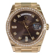 Authentic ROLEX Day Date 36 128348RBR Watches gold K18 yellow gold/diamond mens Dark gray used Direc