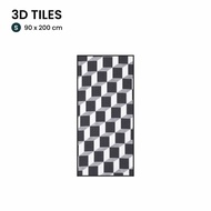 Mat-er เสื่อแทนพรม ลาย Tiles 3D (Black and White) ดีไซน์สุดล้ำ ความเป็นไทยร่วมสมัย กันน้ำ ไม่อมฝุ่น