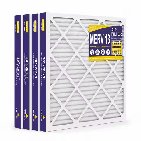 20x20x1 AC Furnace Filter MERV 13, Allergy Relief, 3-Month Pleated Air Filter, 4-Pack (Actual 19.75x