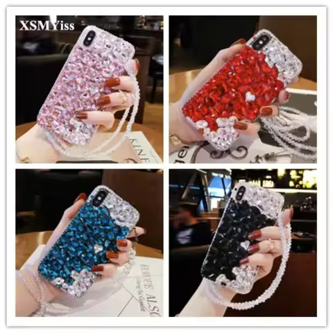 XSMYiss-3D Bling Crystal Diamonds Rhinestone Soft Back Case Cover for Huawei Honor 70 80 90 100 Pro 