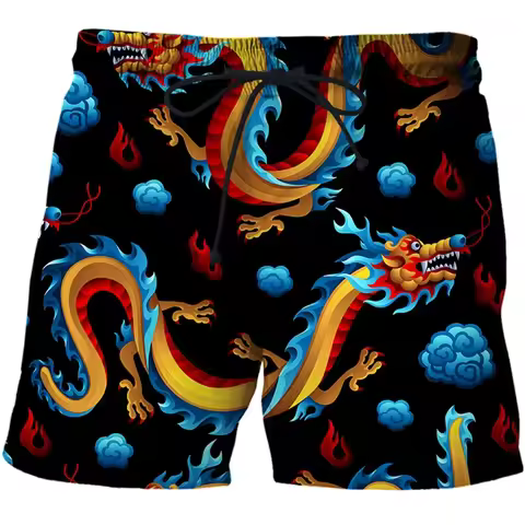 3D Printing Dragon Totem Beach Men Shorts y2k Summer Hawaii Swimsuit Swim Trunks Men Shorts Women Sw