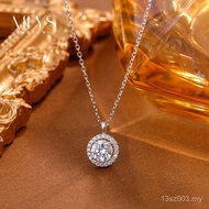 Female Round Diamond Simple Diamond-Studded s999 Sterling Silver Necklace Moissanite Smart Jewelry C