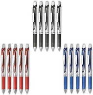 Pentel Energel Retractable Liquid Gel Pen 0.5mm Fine Line Needle Tip color (Black.blue.red) Ink-each 5 Pens/total 15 Pens Special Value Set