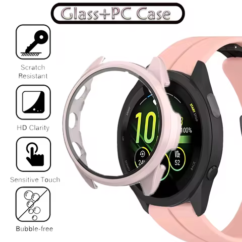 All-around Glass+PC Case For Garmin Forerunner 165 965 265 HD Tempered Screen Protective Cover Garmi