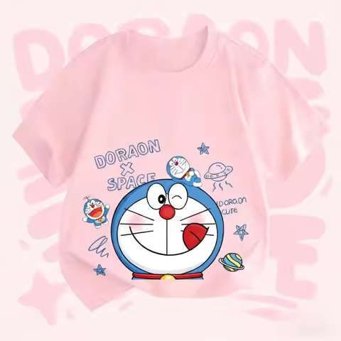 2026 Doraemon Limited Edition T-shirt Doraemon Short-sleeved 100% Cotton T-shirt for Boys and Girls 