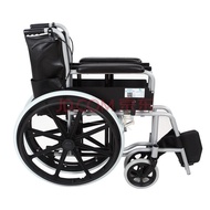 GermanyHOEAElderly Wheelchair Foldable Portable Aluminum Alloy Belt Toilet Wheelchair with Front and Rear Handbrake Elderly Manual Wheelchair Scooter for the Disabled Lightweight Trolley